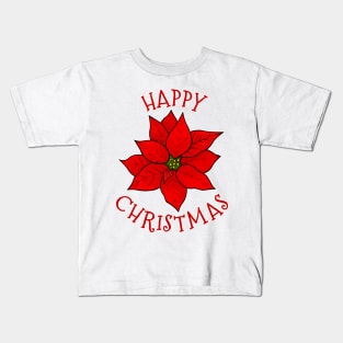 Christmas Flower Poinsettia Xmas 2022 Kids T-Shirt